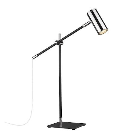 Z-Lite Calumet 1 Light Table Lamp, Matte Black + Polished Nickel & Polished Nickel 814TL-MB-PN
